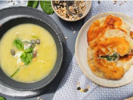 Letná cuketová polievka s plnenými chlebovými plackami bez lepku